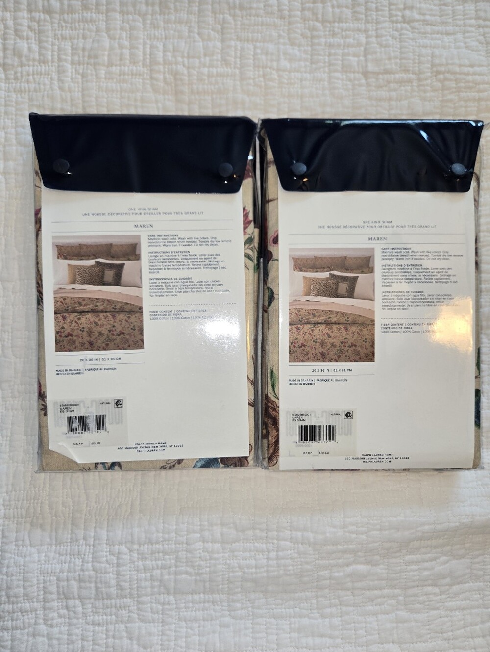 Ralph Lauren Maren King Pillow Shams Set of Two 20" x 36" - Picture 4 of 6
